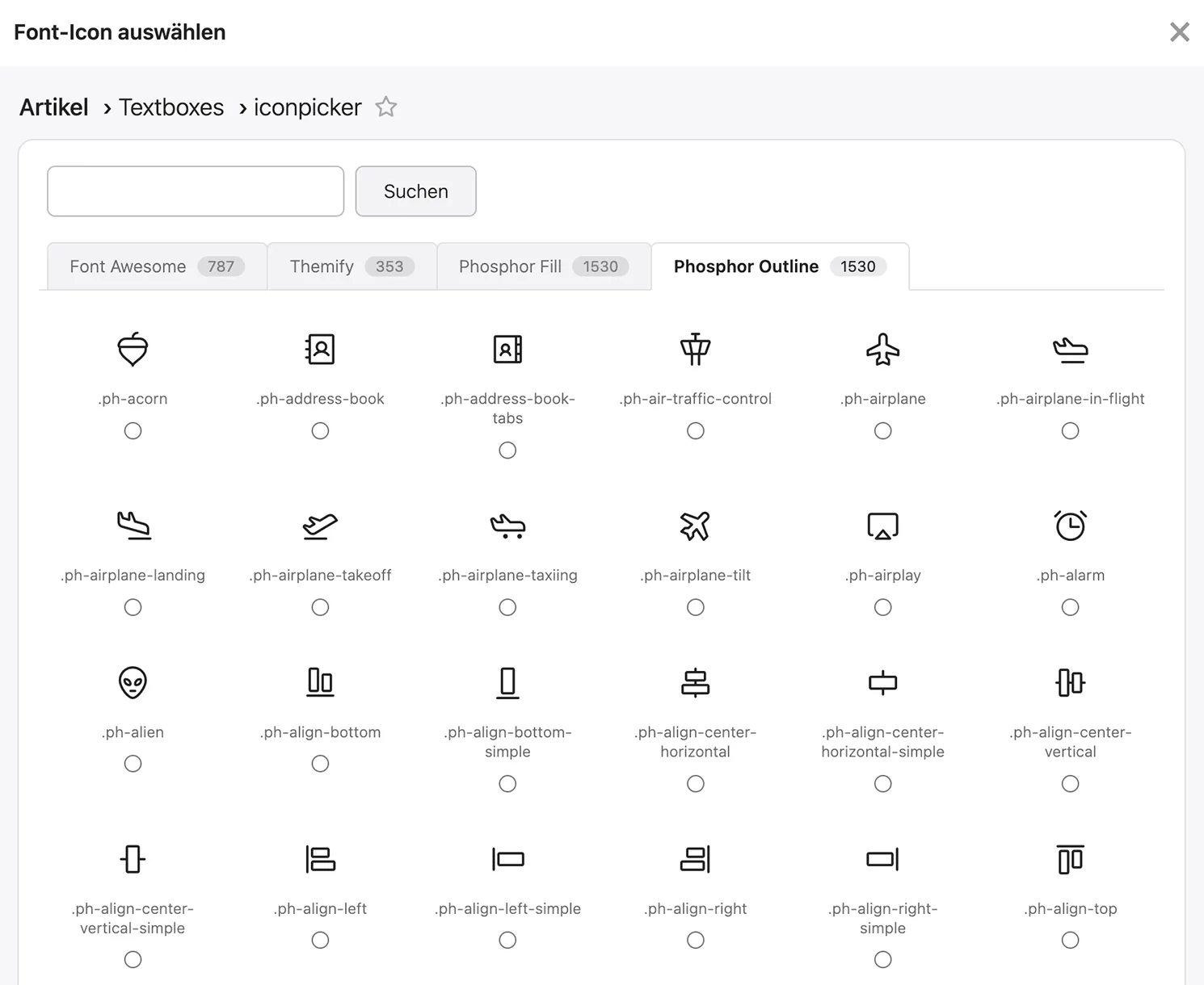 Iconpicker für Contao