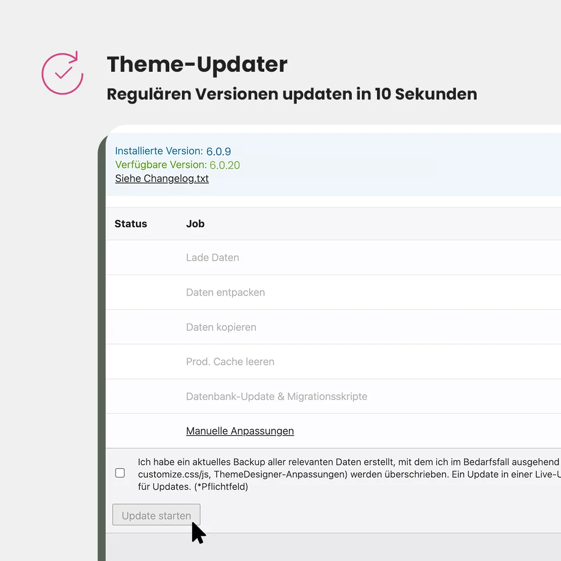 Theme updaten direkt im Backend